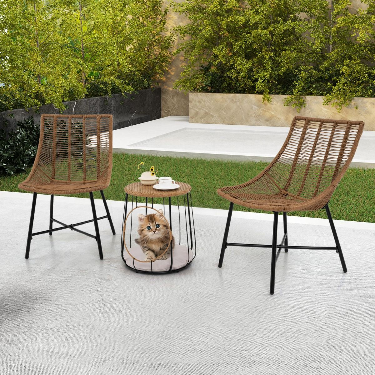 3 Piece Outdoor Furniture Set with Pet House