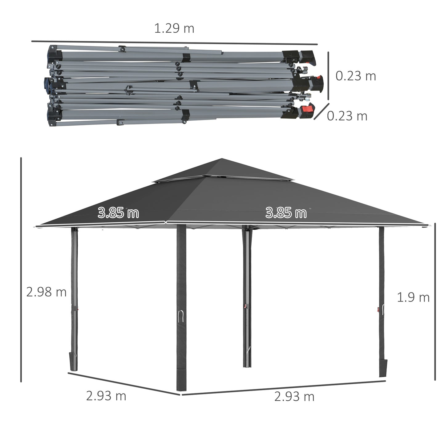 4 X 4M Outdoor Pop up Canopy Tent Gazebo W/ Steel Frame Adjustable Legs and Bag