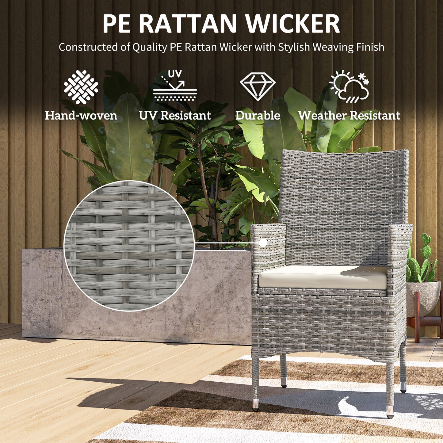 Rattan Chair Patio Sofa Chairs Set Cushioned Outdoor Rattan Furniture Armrests