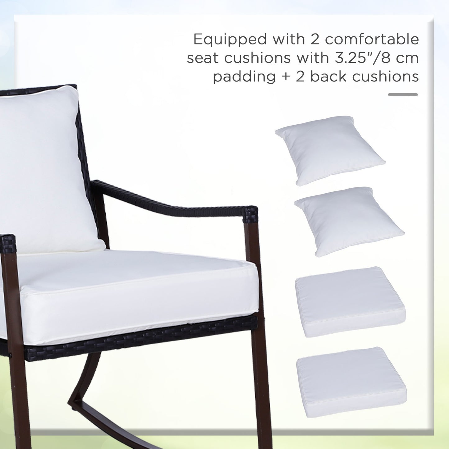 3 Pieces Rocking Chair Bistro Set Furniture Coffee Table Rattan Wicker Brown