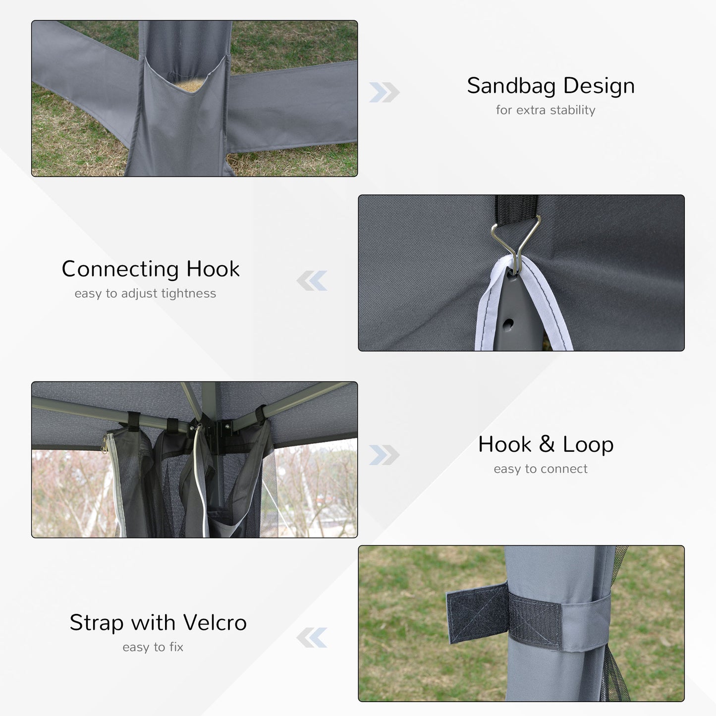 3.2M Outdoor Pop up Gazebo Hexagonal Canopy Tent with Mesh Sidewalls Handy Bag