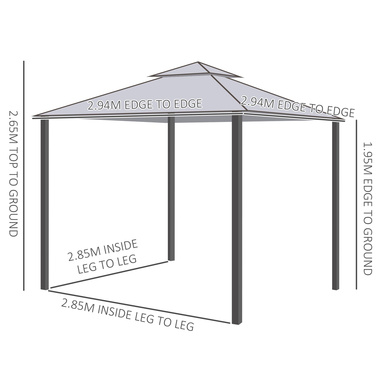3 X 3(M) Metal Gazebo Outdoor 2-Tier Roof Marquee Party Tent with Netting