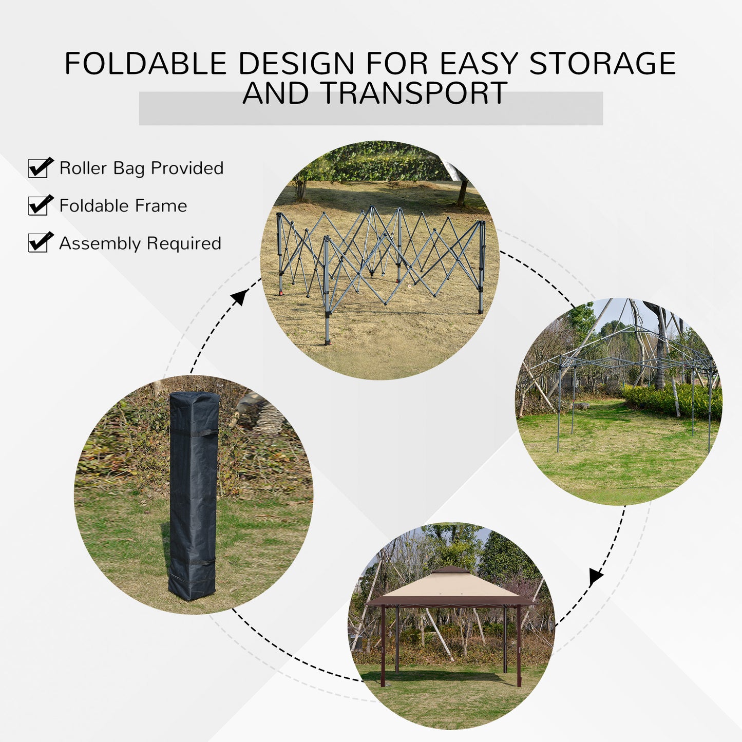 4 X 4M Outdoor Pop up Canopy Tent Gazebo W/ Steel Frame Adjustable Legs and Bag