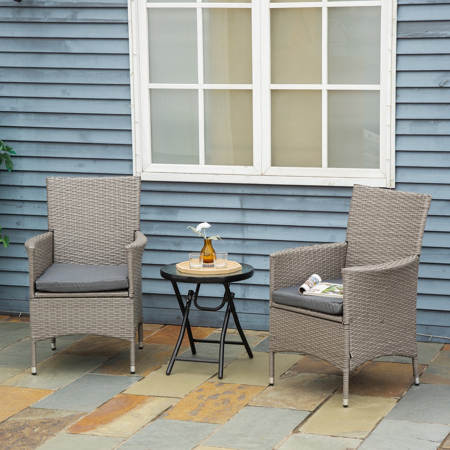Rattan Chair Patio Sofa Chairs Set Cushioned Outdoor Rattan Furniture Armrests