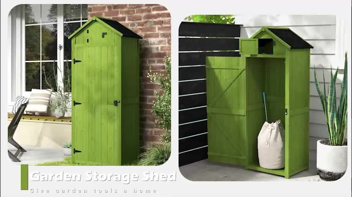 Outsunny Wooden Garden Storage Shed Tool Storage Box Lockable 77X54X179Cm
