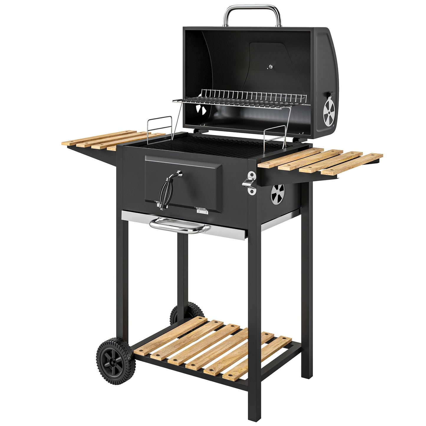 Charcoal BBQ Grill with Height Adjustable Charcoal Pan Outdoor Barbecue Smoker