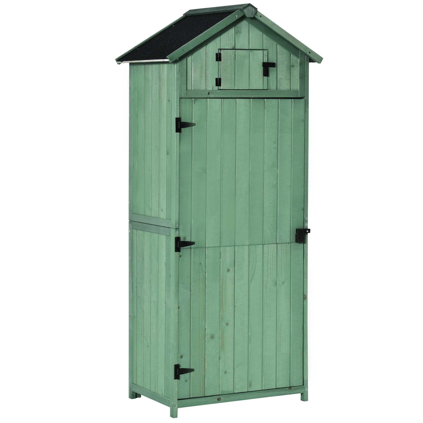Garden Storage Shed 3 Utility Shelf Tool House W/ Asphalt Roof Lockabke Door