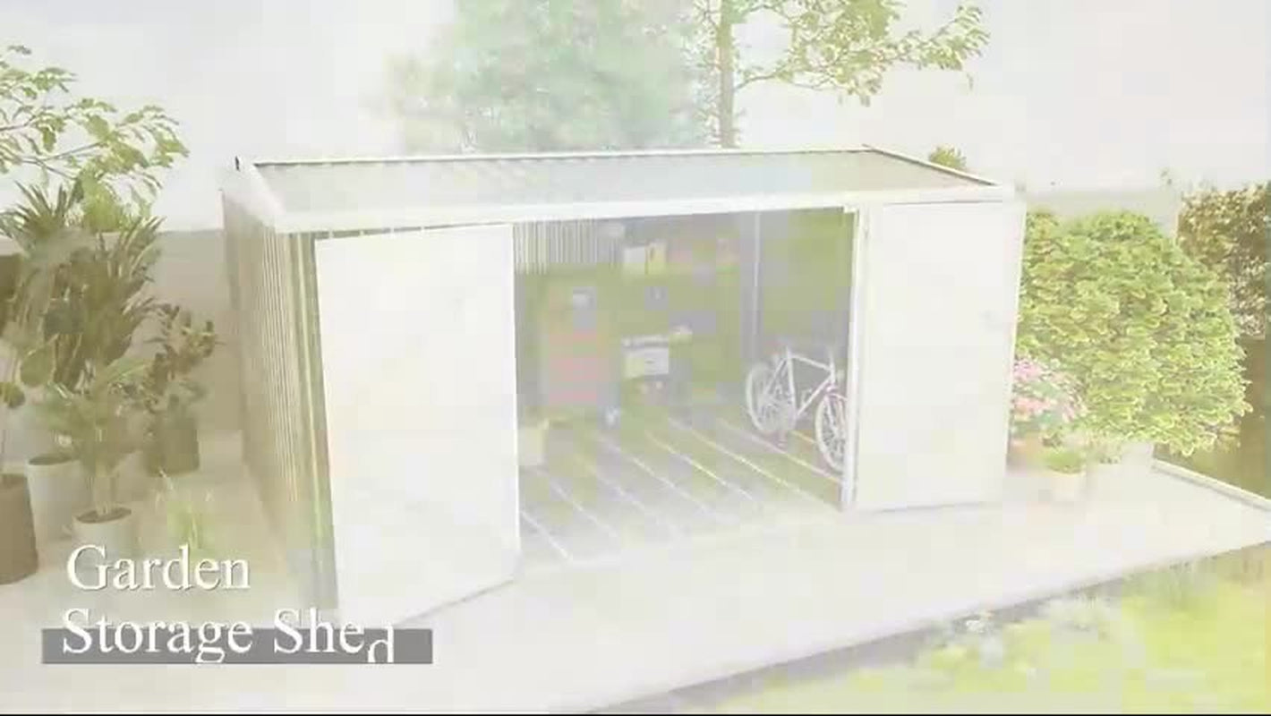 Outdoor Metal Garden Storage Shed W/ Lockable Door for Backyard Patio Lawn Grey