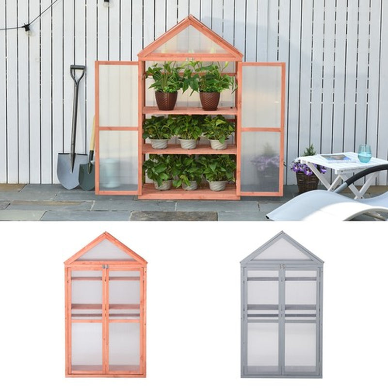 80 X 47 X 138 Cm Wooden Cold Frame Greenhouse for Plants Vegetables Flowers