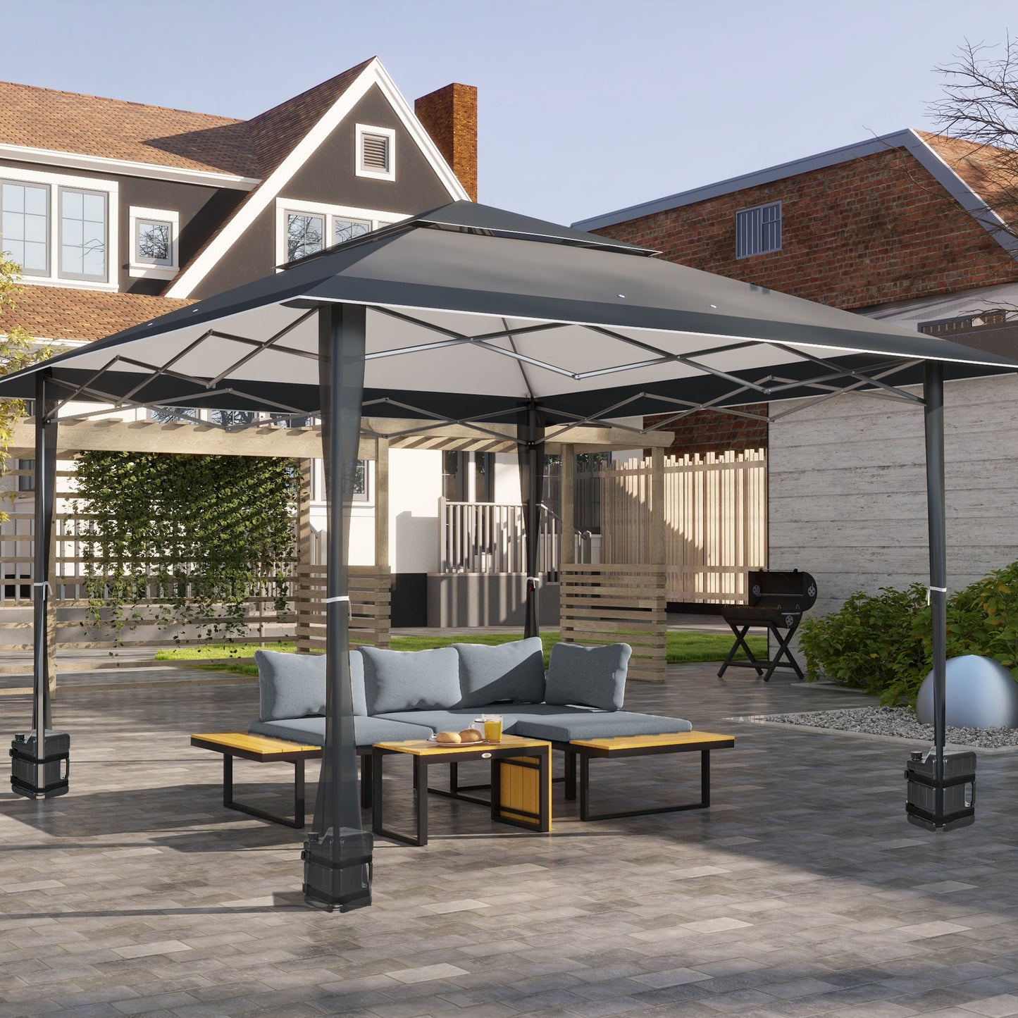 4 X 4M Outdoor Pop up Canopy Tent Gazebo W/ Steel Frame Adjustable Legs and Bag