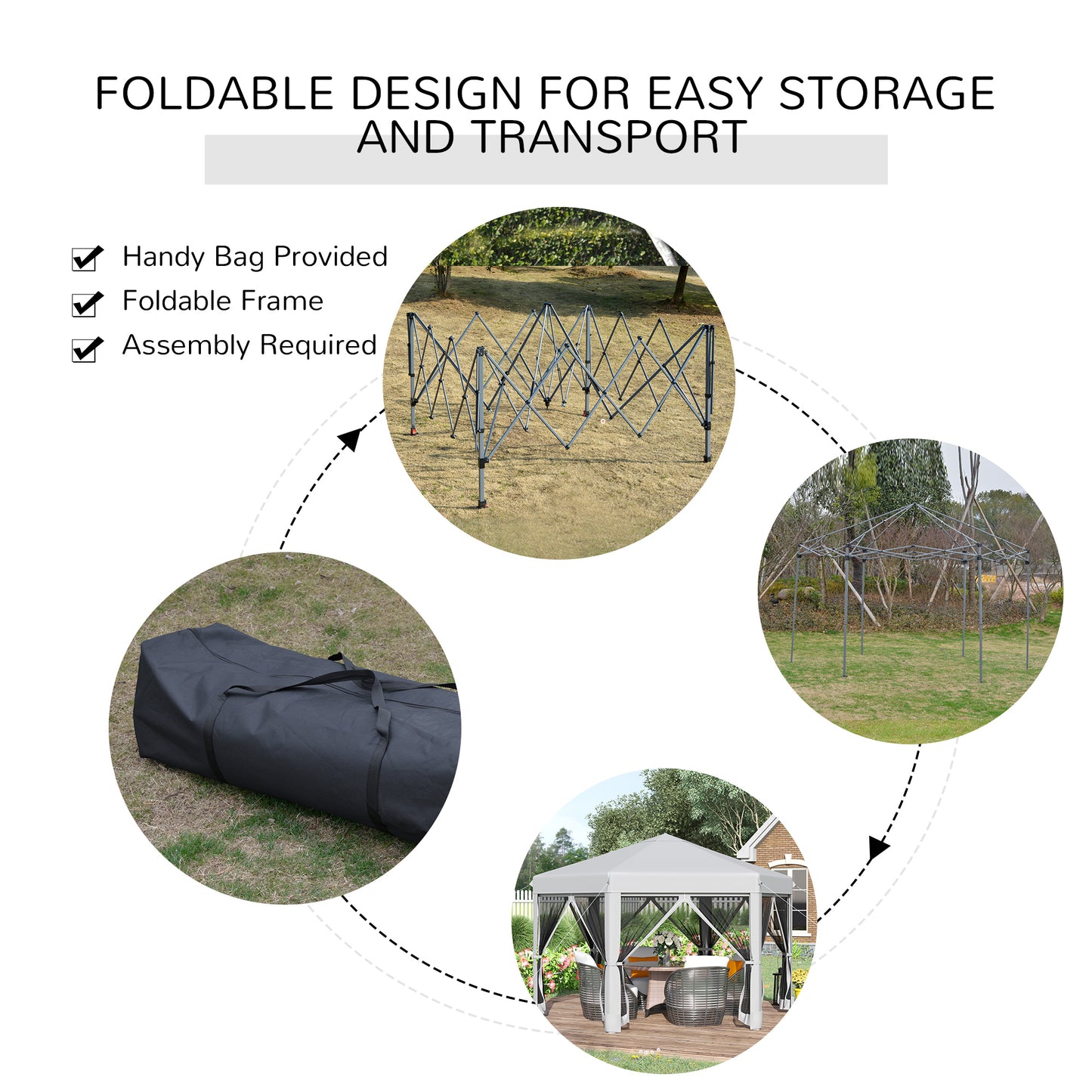 3.2M Outdoor Pop up Gazebo Hexagonal Canopy Tent with Mesh Sidewalls Handy Bag