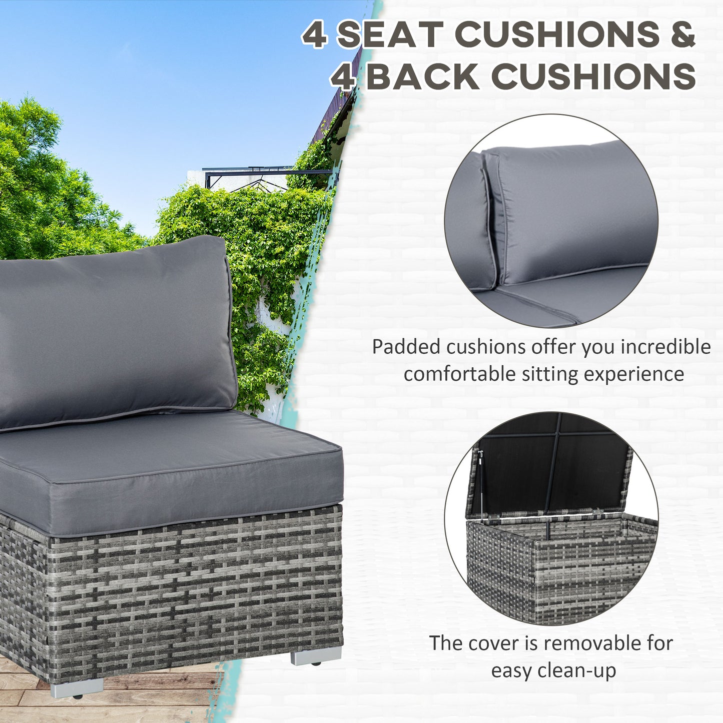 6 Pcs Rattan Furniture Sofa Set Side Table Garden Patio Conversation W/ Cushion