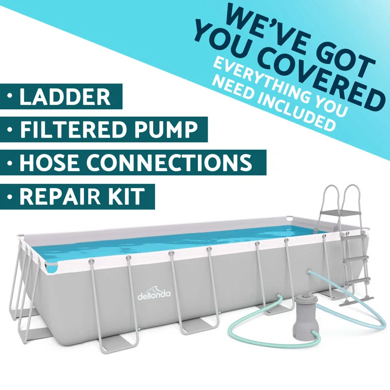 Plastic Rectangle Frame Set Pool 122Cm H X 305Cm W X 549Cm L , with Pump Included