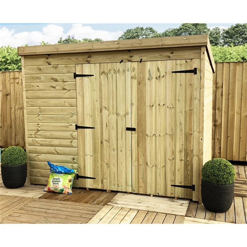 Tonks 8 X 7 Windowless Pressure Treated Tongue and Groove Pent Shed with Double Doors