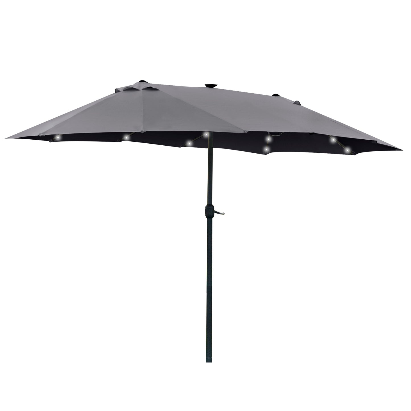 4.4M Double-Sided Sun Umbrella Patio Parasol with LED Solar Lights for Garden