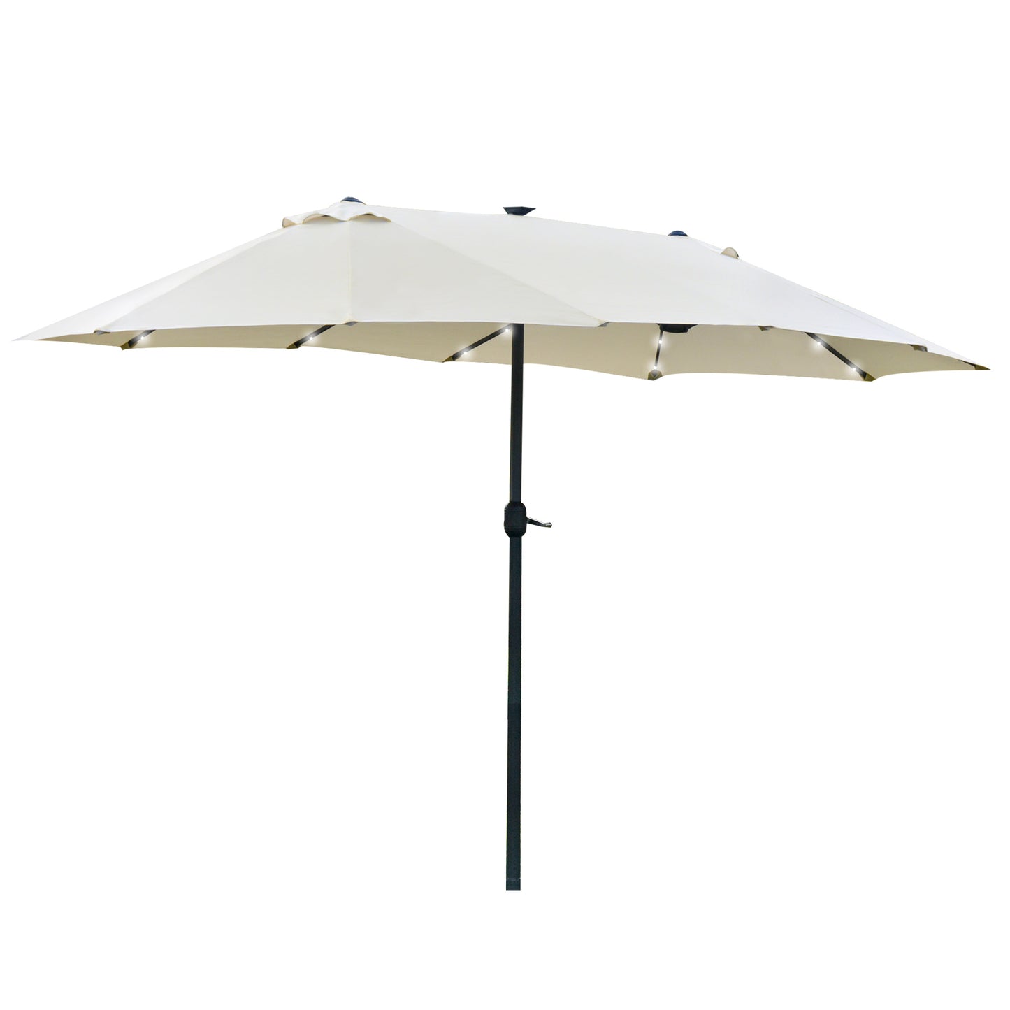 4.4M Double-Sided Sun Umbrella Patio Parasol with LED Solar Lights for Garden