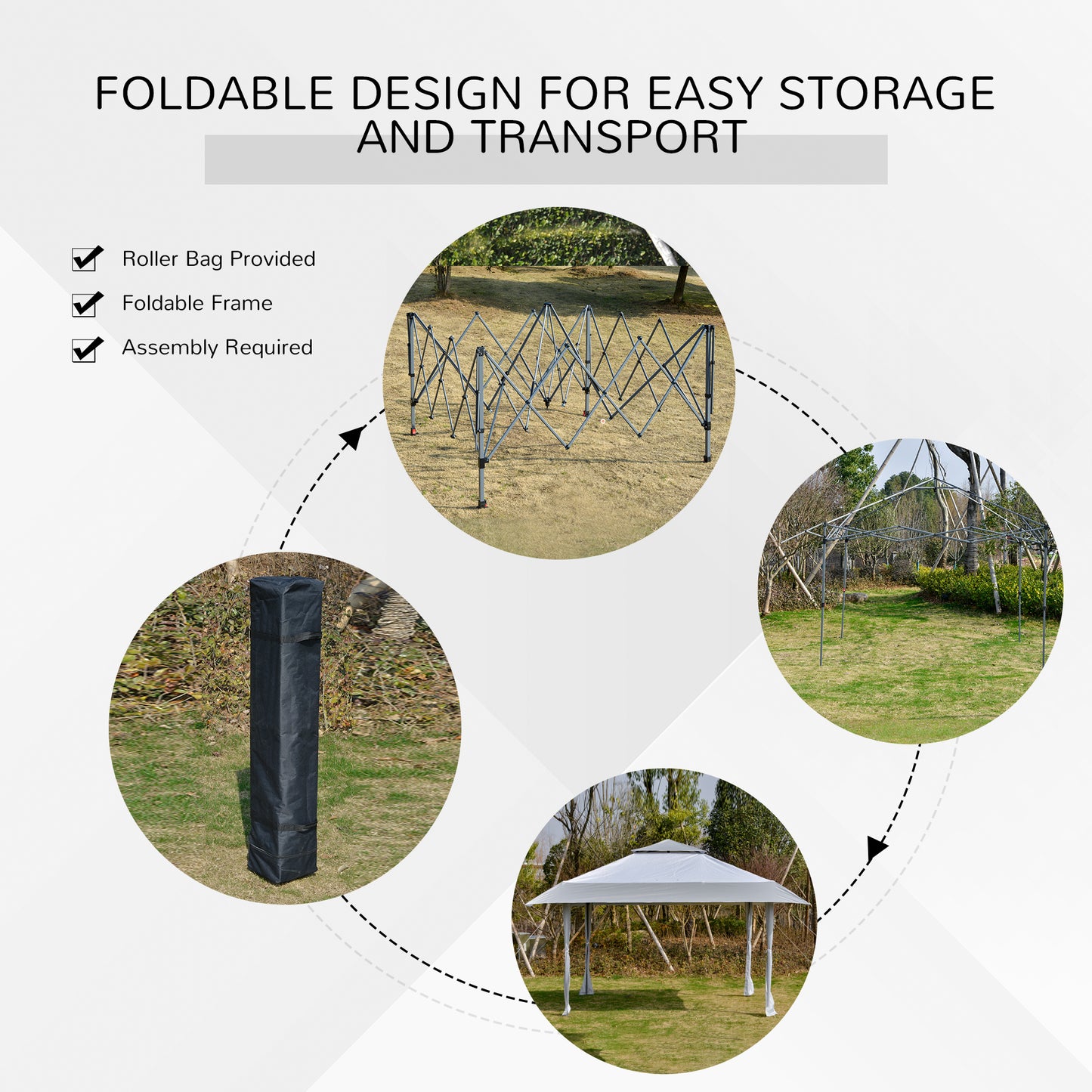 4 X 4M Outdoor Pop up Canopy Tent Gazebo W/ Steel Frame Adjustable Legs and Bag