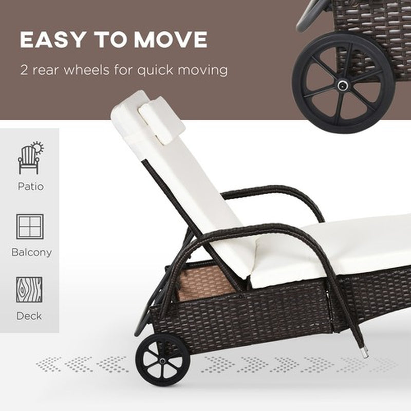3PC Rattan Sun Lounger Wicker Sofa Day Bed Recliner Furniture Garden Patio Brown
