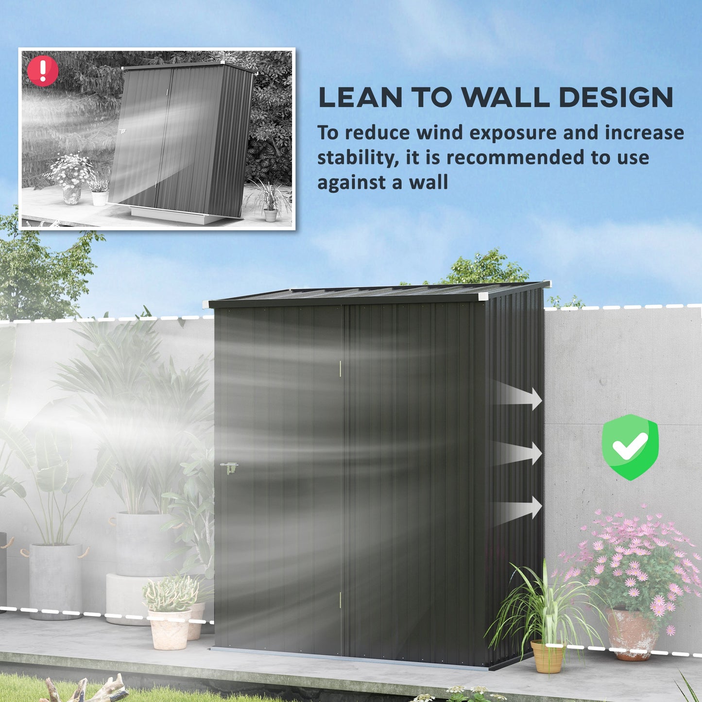 Outdoor Storage Shed Steel Garden Shed W/ Lockable Door for Garden