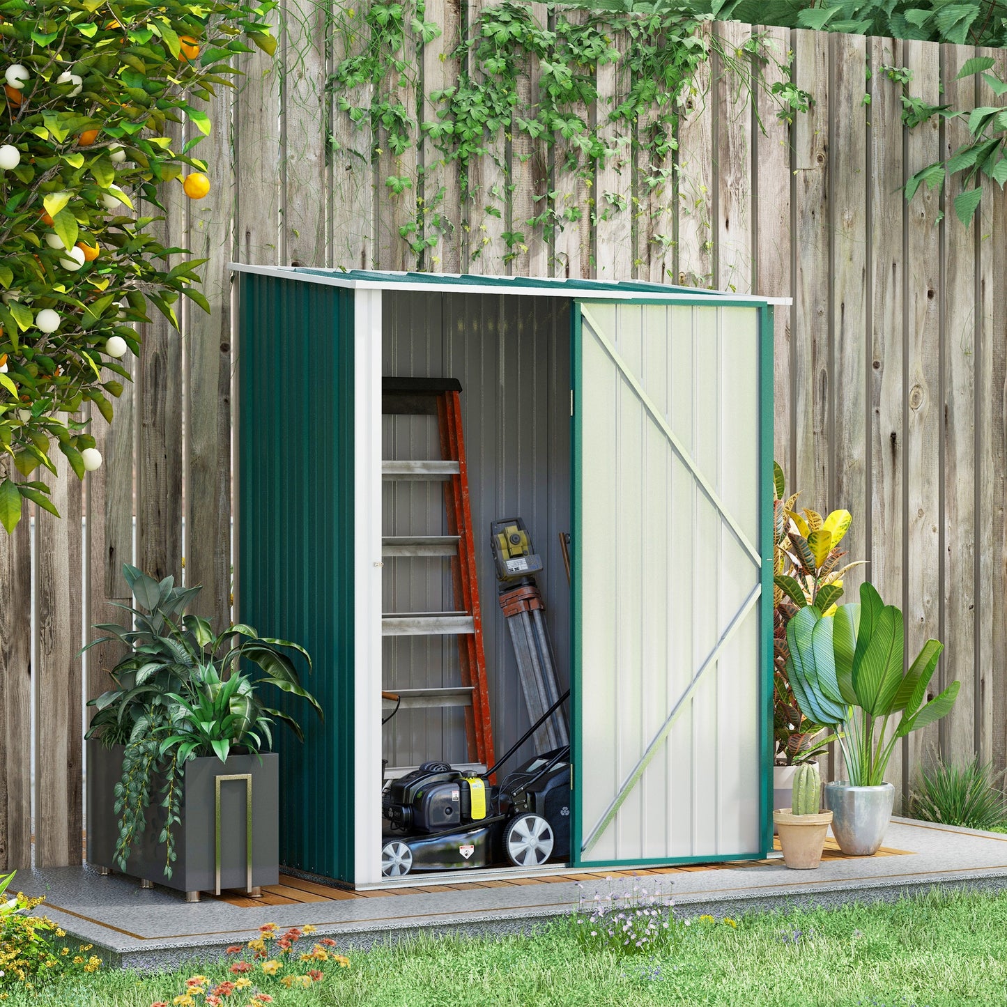 Outdoor Storage Shed Steel Garden Shed W/ Lockable Door for Garden