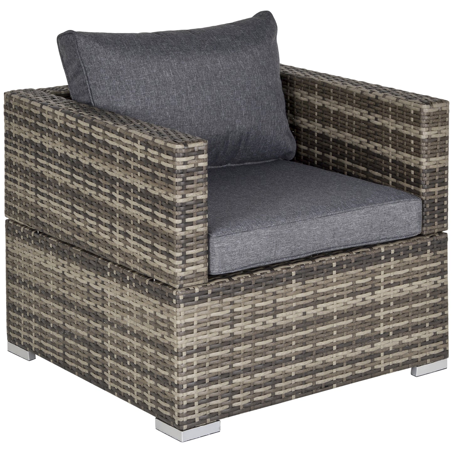 Garden Outdoor Rattan Corner Sofa,Single Sofa,Coffee Table Grey/Deep Grey