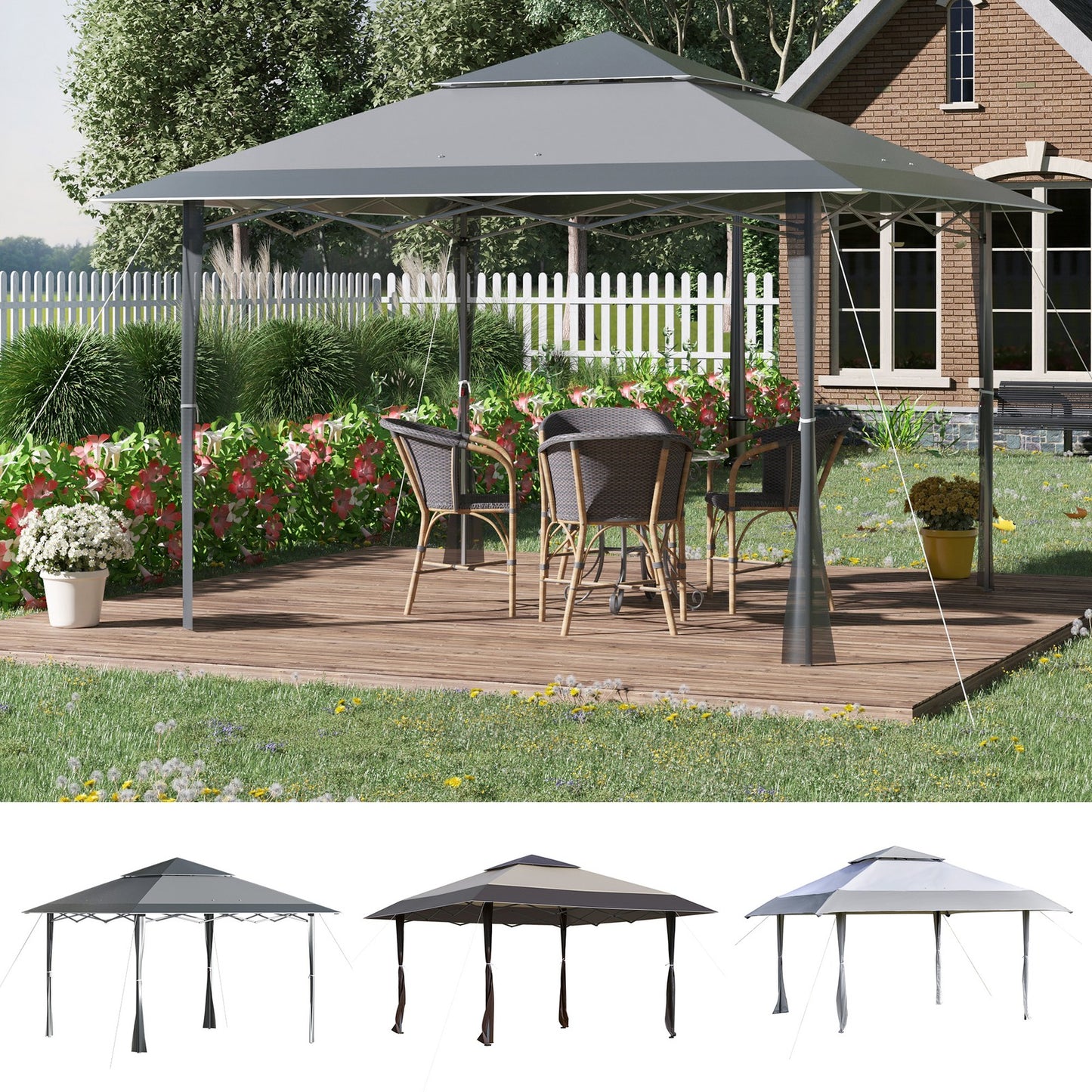 4 X 4M Outdoor Pop up Canopy Tent Gazebo W/ Steel Frame Adjustable Legs and Bag