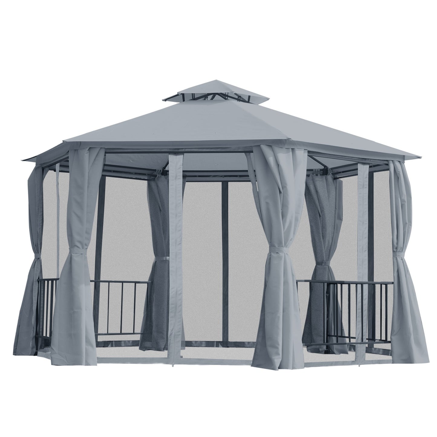 Outsunny 3 X 3(M) Gazebo Canopy 2 Tier Patio Shelter Steel for Garden Grey