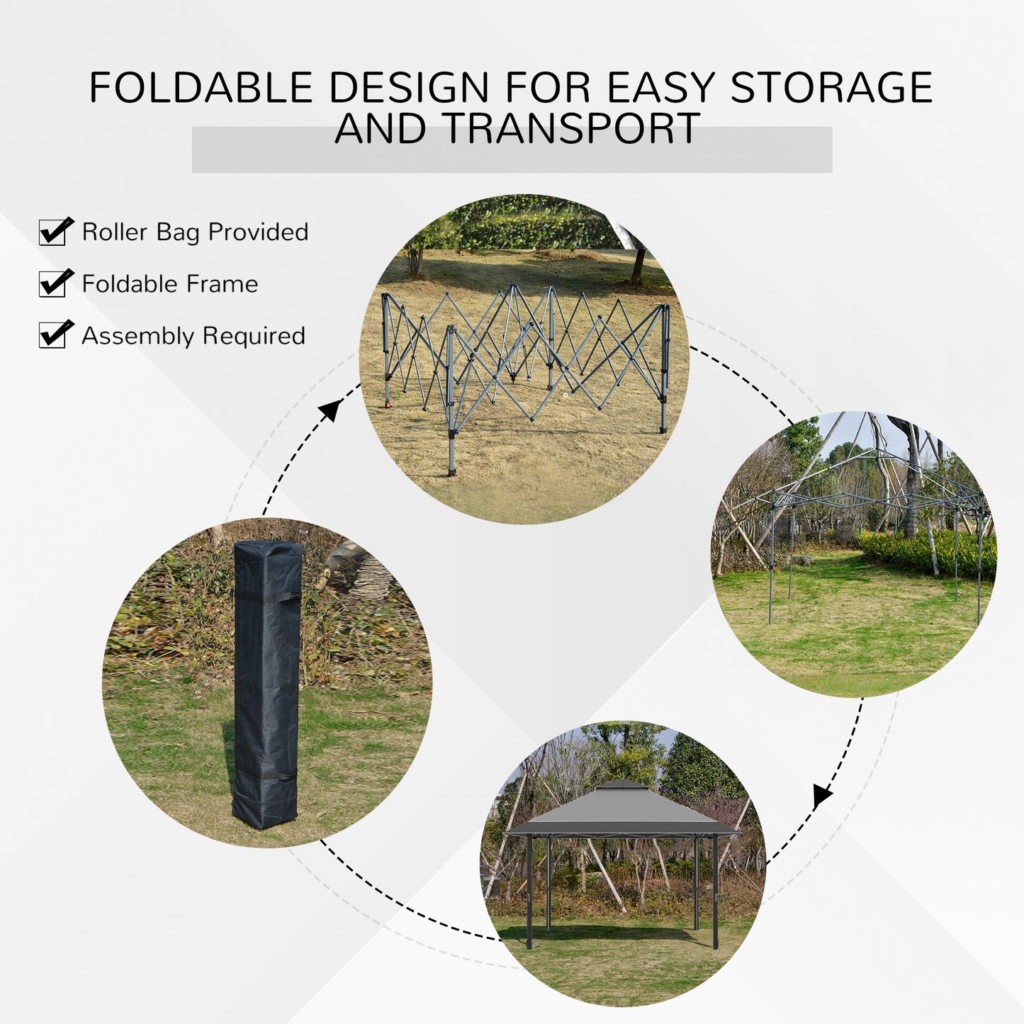 4 X 4M Outdoor Pop up Canopy Tent Gazebo W/ Steel Frame Adjustable Legs and Bag
