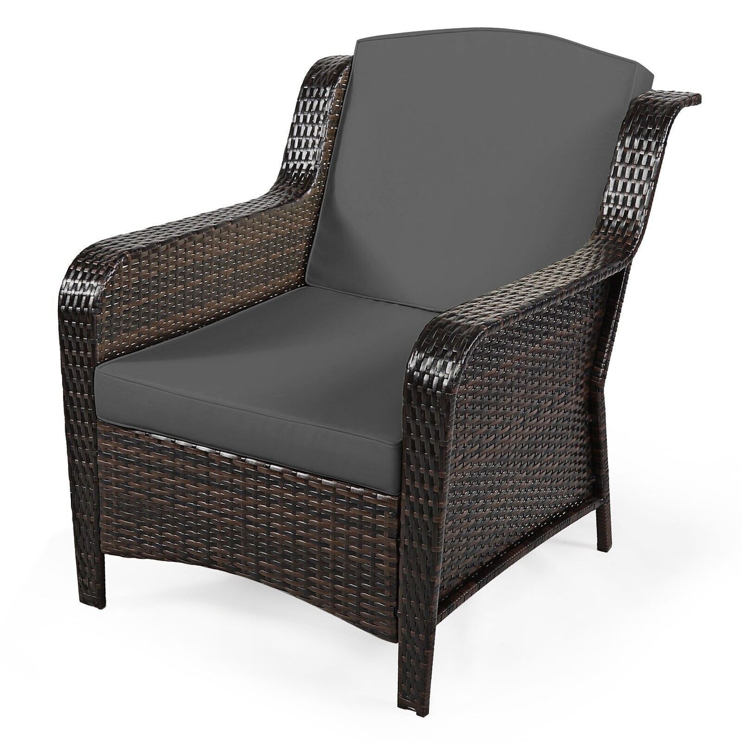 5 PCS Patio Furniture Set Outdoor Rattan Conversation Sofa Set Removable Cushion