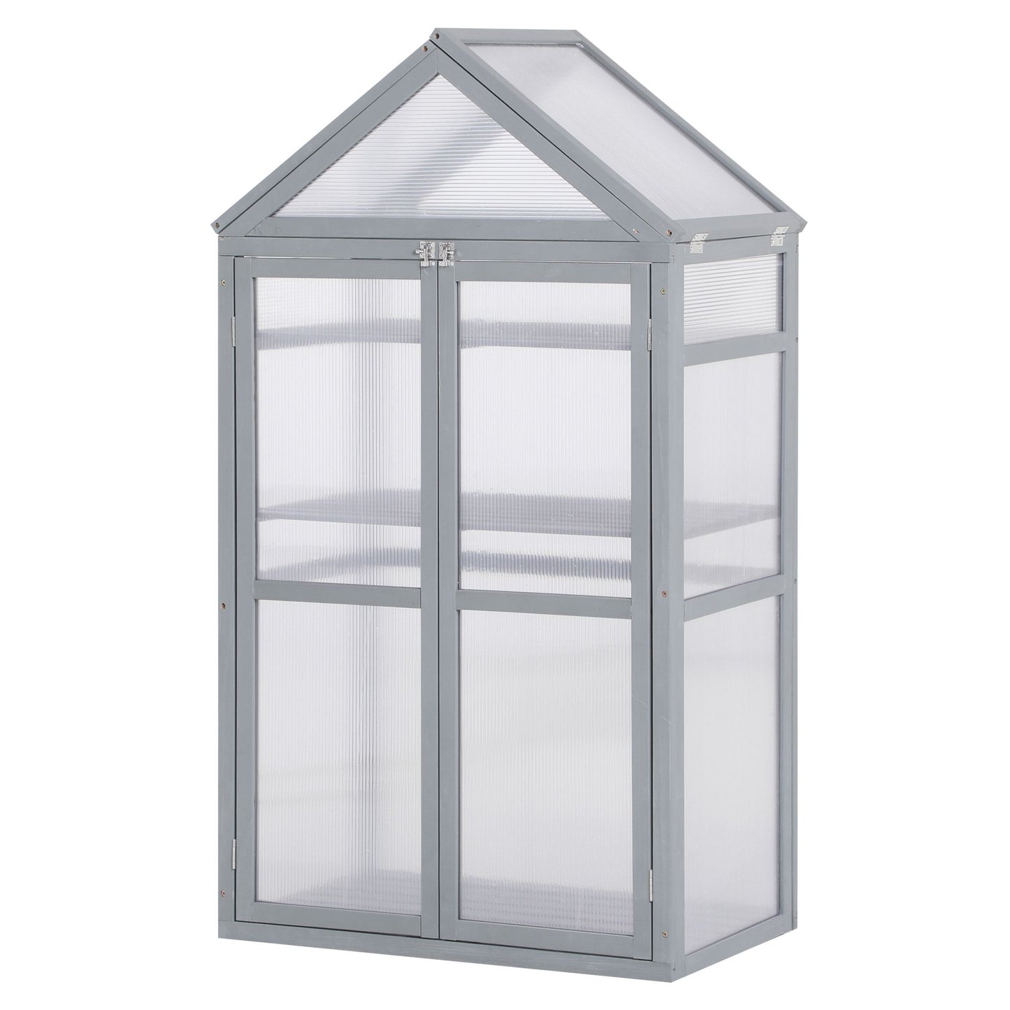 80 X 47 X 138 Cm Wooden Cold Frame Greenhouse for Plants Vegetables Flowers