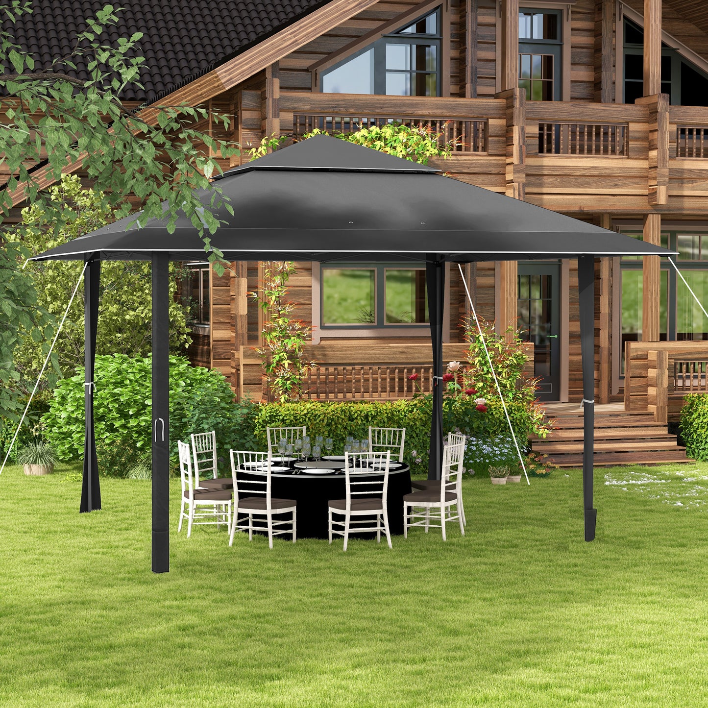 4 X 4M Outdoor Pop up Canopy Tent Gazebo W/ Steel Frame Adjustable Legs and Bag