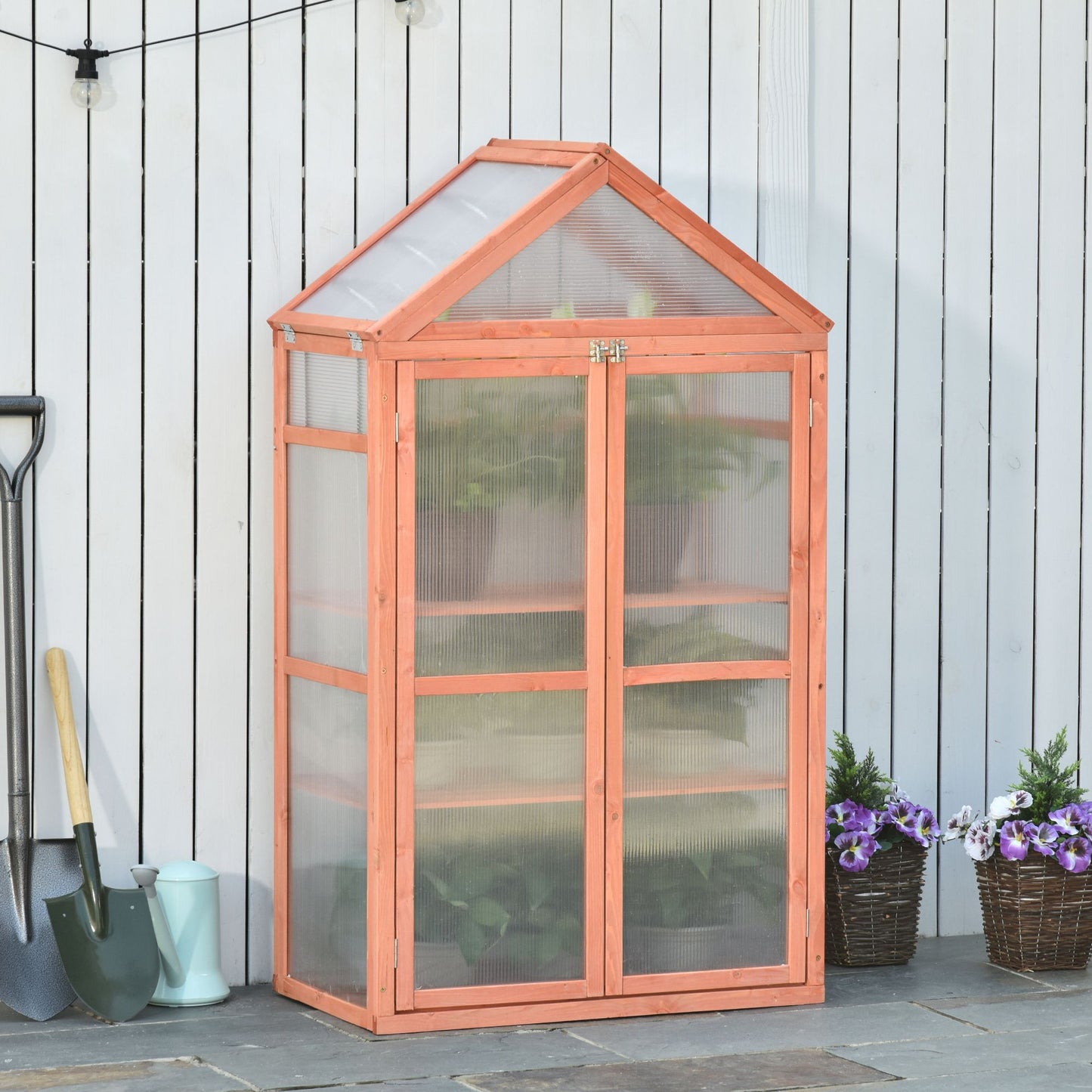 80 X 47 X 138 Cm Wooden Cold Frame Greenhouse for Plants Vegetables Flowers