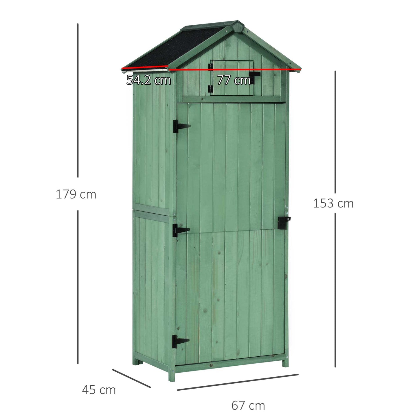 Garden Storage Shed 3 Utility Shelf Tool House W/ Asphalt Roof Lockabke Door
