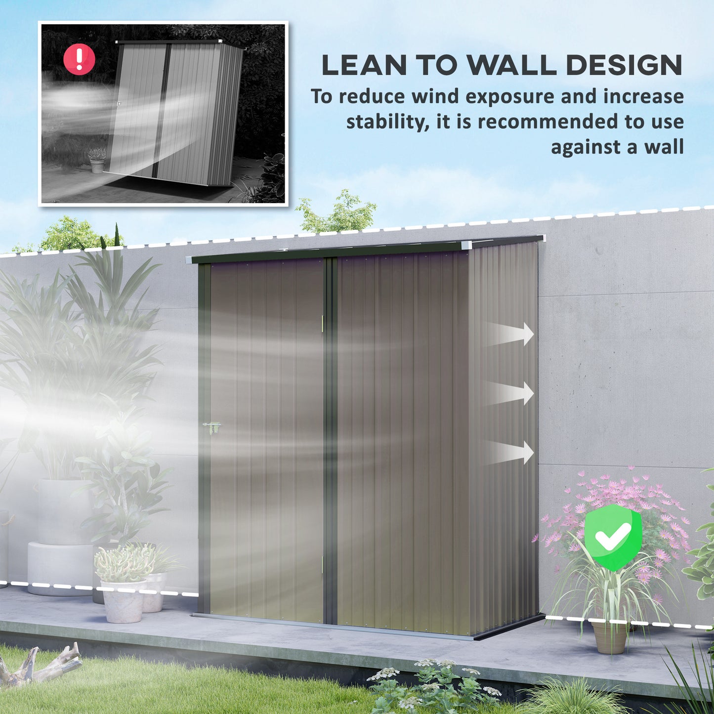 Outdoor Storage Shed Steel Garden Shed W/ Lockable Door for Garden