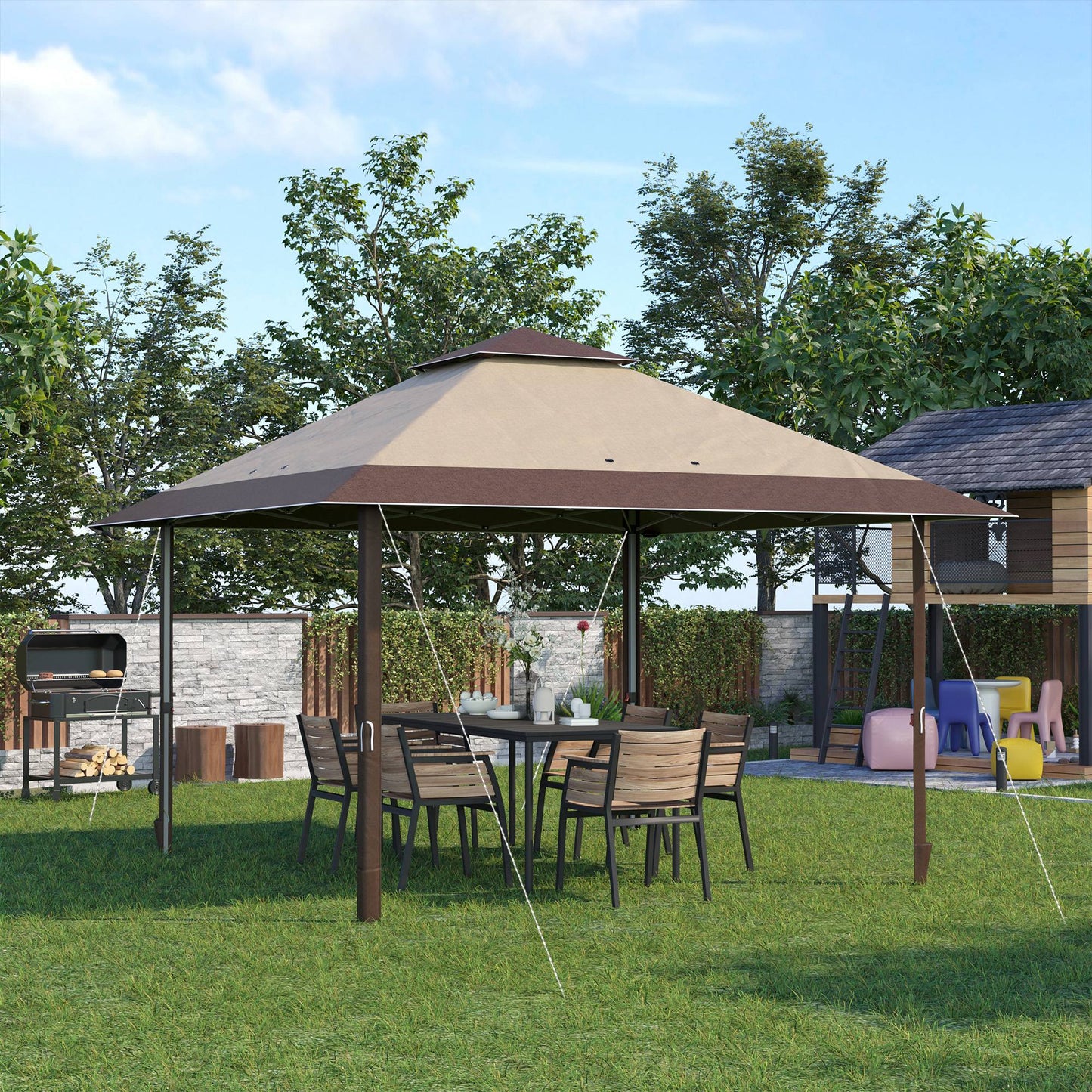 4 X 4M Outdoor Pop up Canopy Tent Gazebo W/ Steel Frame Adjustable Legs and Bag