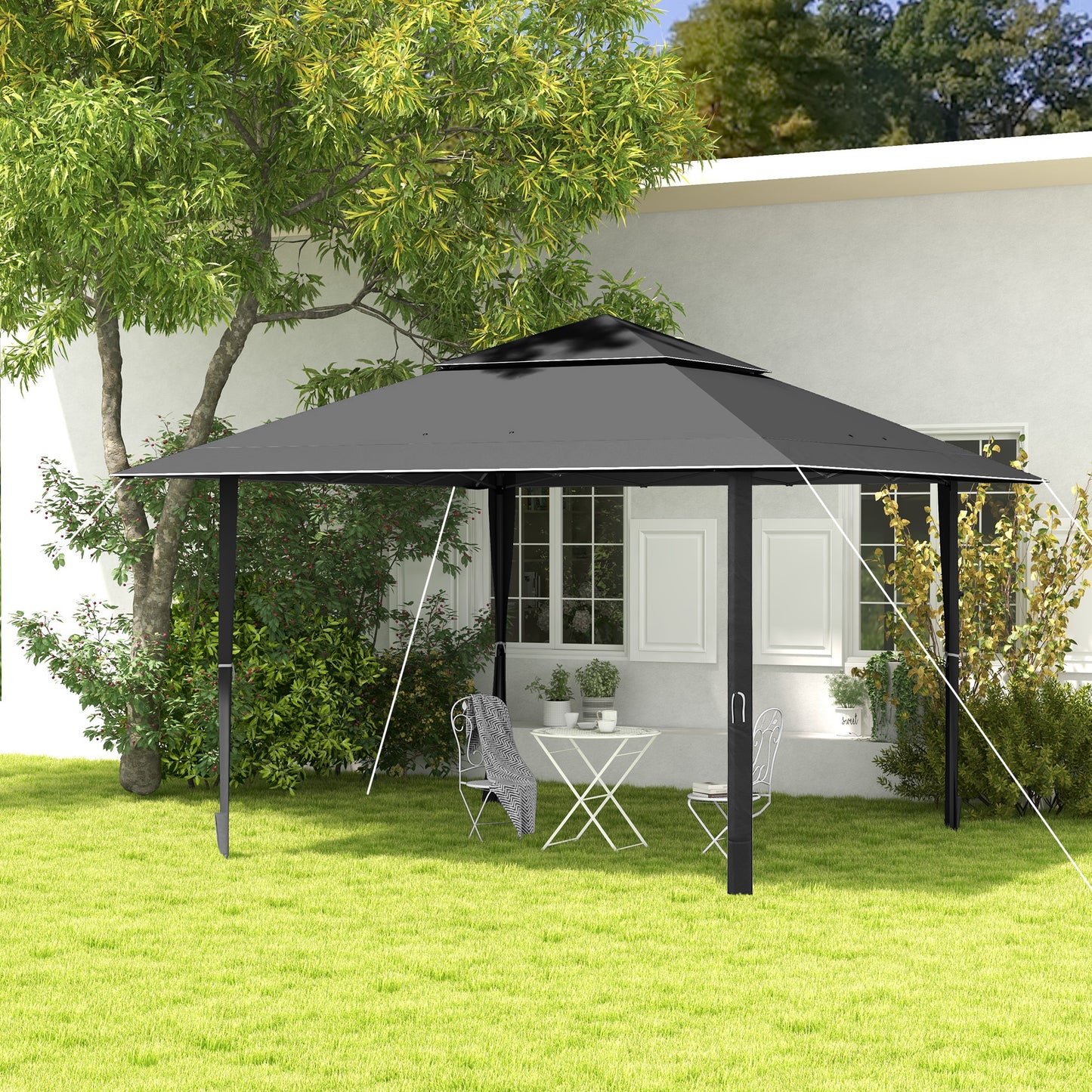 4 X 4M Outdoor Pop up Canopy Tent Gazebo W/ Steel Frame Adjustable Legs and Bag