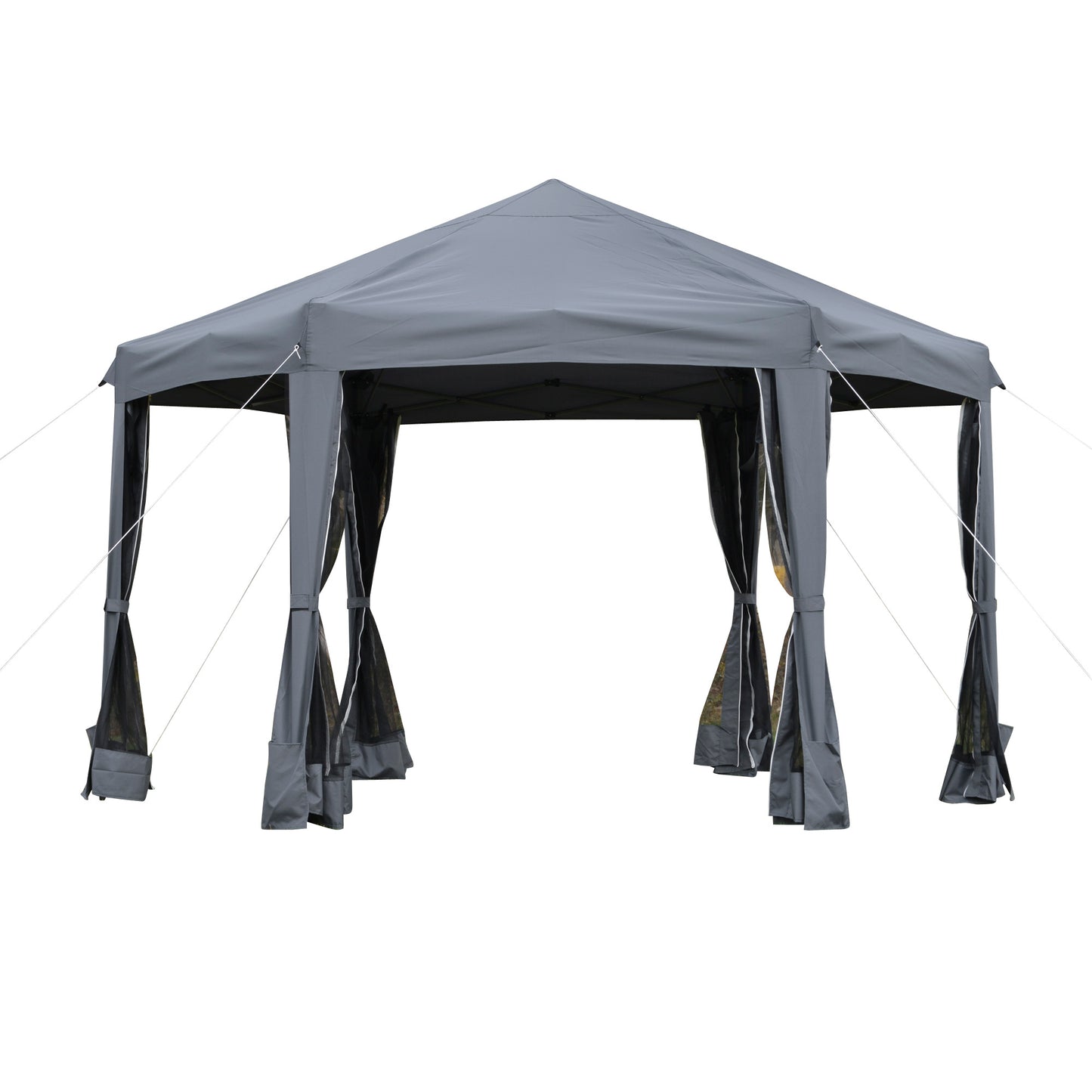 3.2M Outdoor Pop up Gazebo Hexagonal Canopy Tent with Mesh Sidewalls Handy Bag