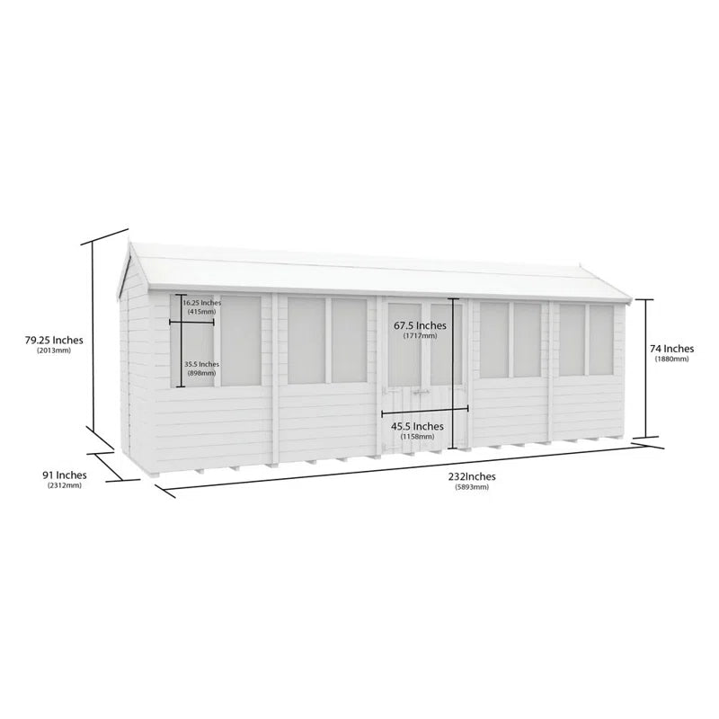 8Ft X 20Ft Apex Summer Shed