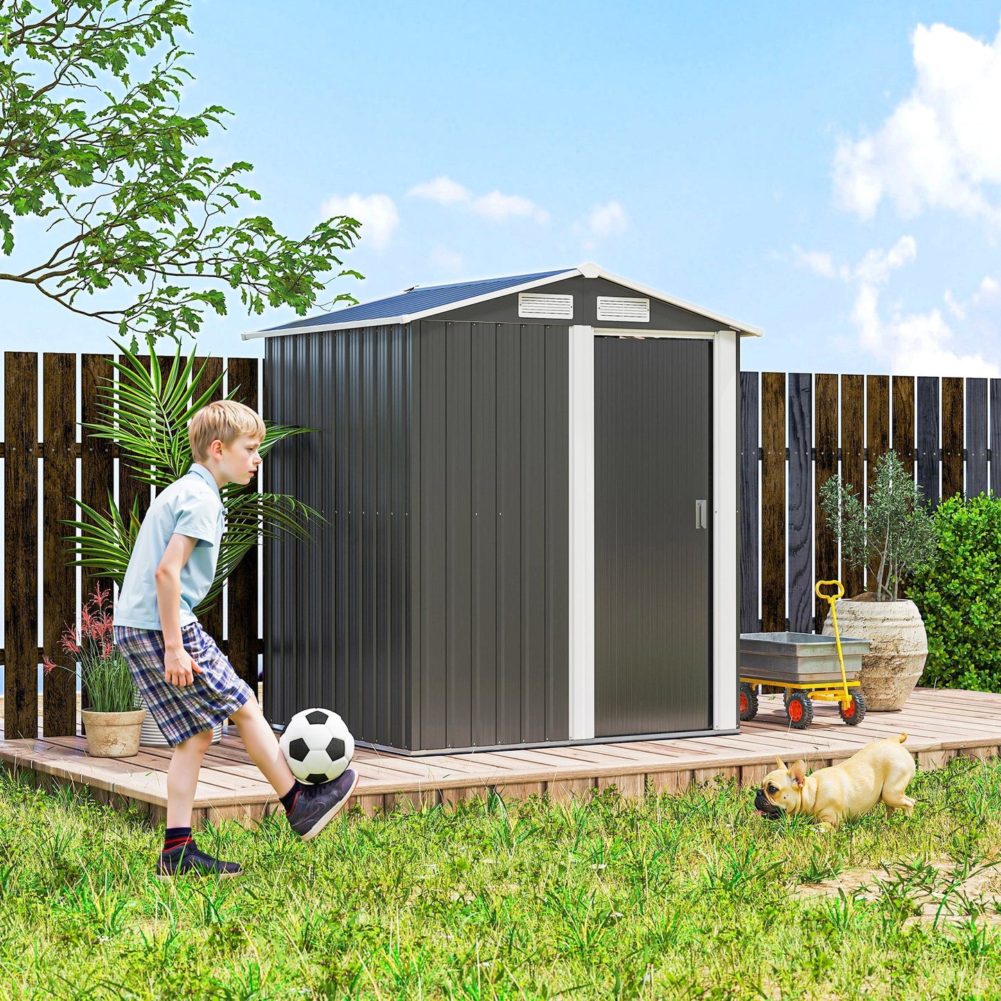 Outsunny 5Ft X 4.3Ft Outdoor Metal Storage Shed with Sliding Door Sloped Roof