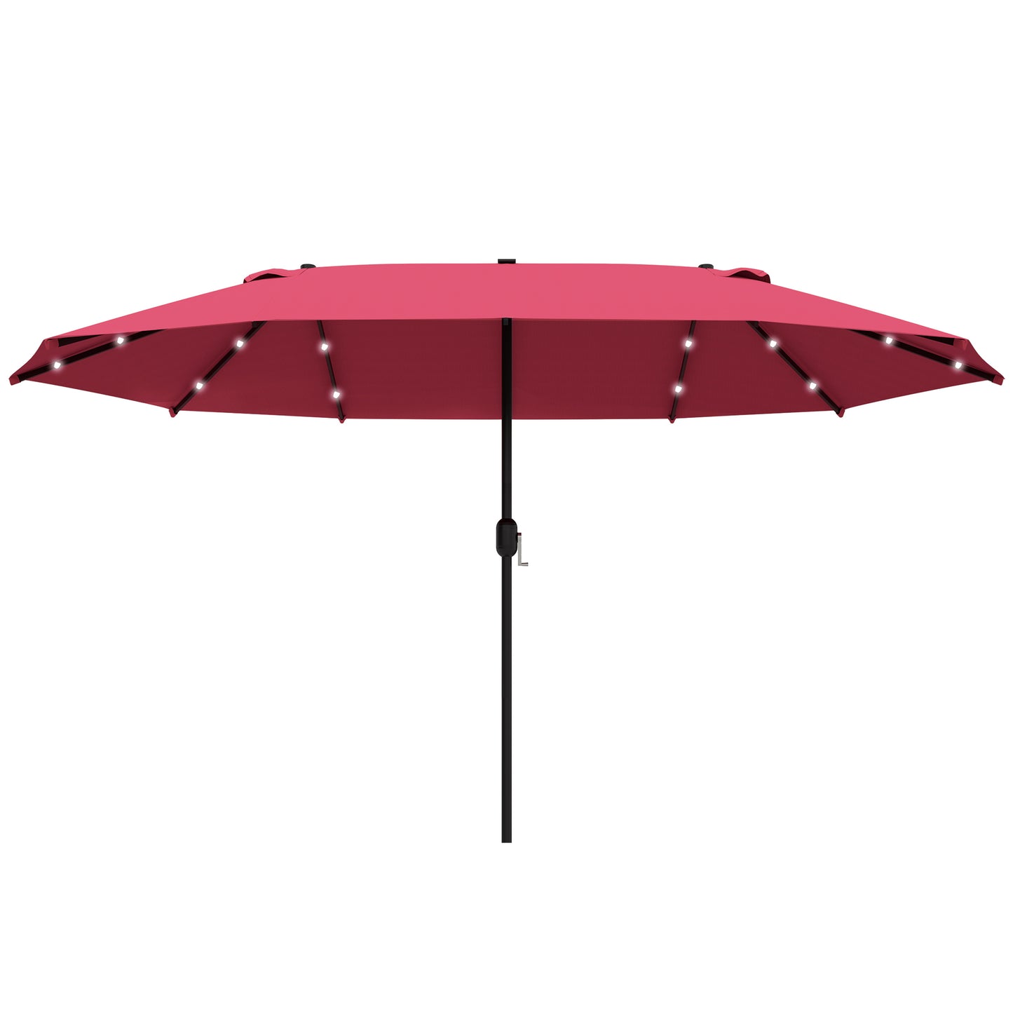 4.4M Double-Sided Sun Umbrella Patio Parasol with LED Solar Lights for Garden