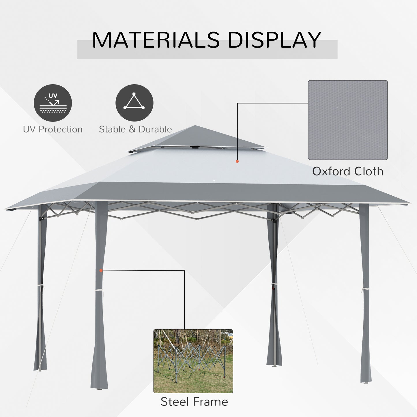 4 X 4M Outdoor Pop up Canopy Tent Gazebo W/ Steel Frame Adjustable Legs and Bag