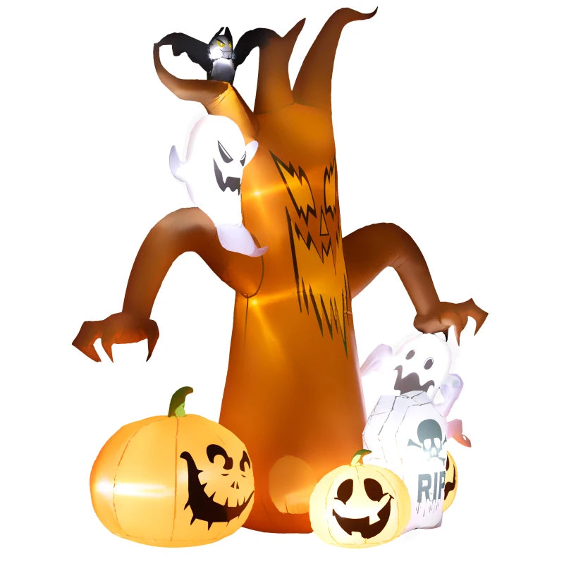 Outsunny 7.9FT Tall Halloween Inflatable Ghost Tree with Pumpkins