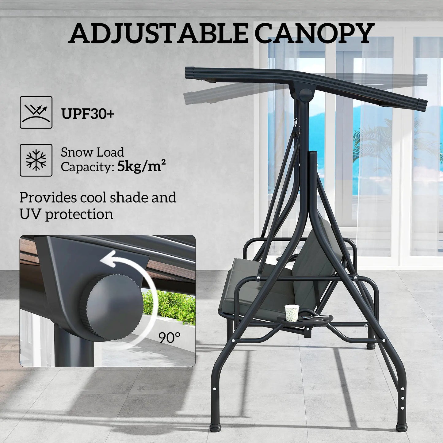 Outsunny Convertible Three-Seater Swing Bench Bed