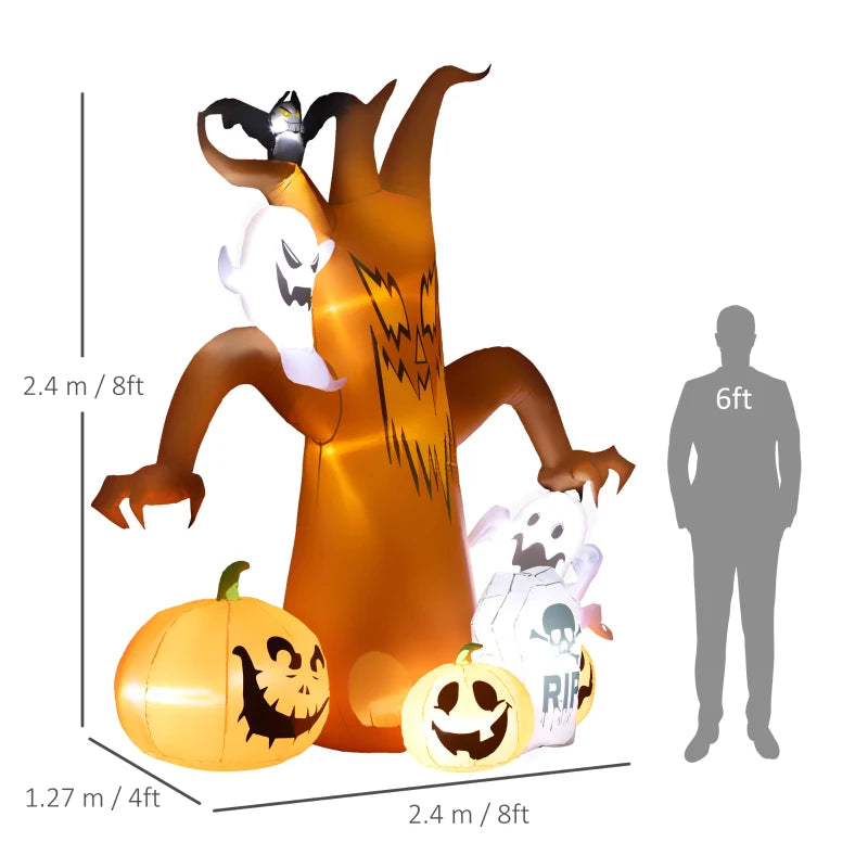 Outsunny 7.9FT Tall Halloween Inflatable Ghost Tree with Pumpkins