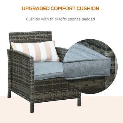 3 Pcs Rattan Outdoor Patio Set 2 Cushioned Single Sofa Coffee Table Conservatory