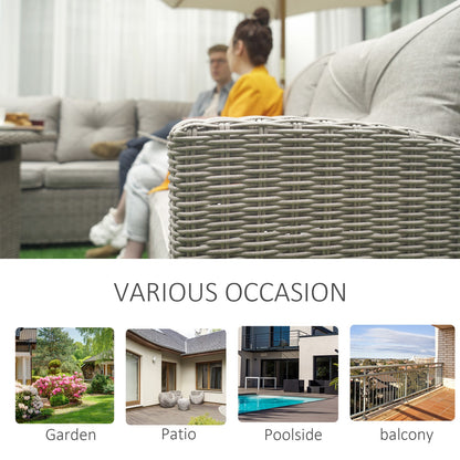 5 Pcs Outdoor Rattan Corner Dining Set Footstool Gas Fire Pit Table Furniture