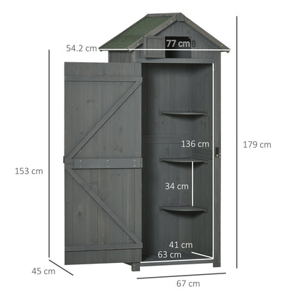 Garden Storage Shed 3 Utility Shelf Tool House W/ Asphalt Roof Lockabke Door