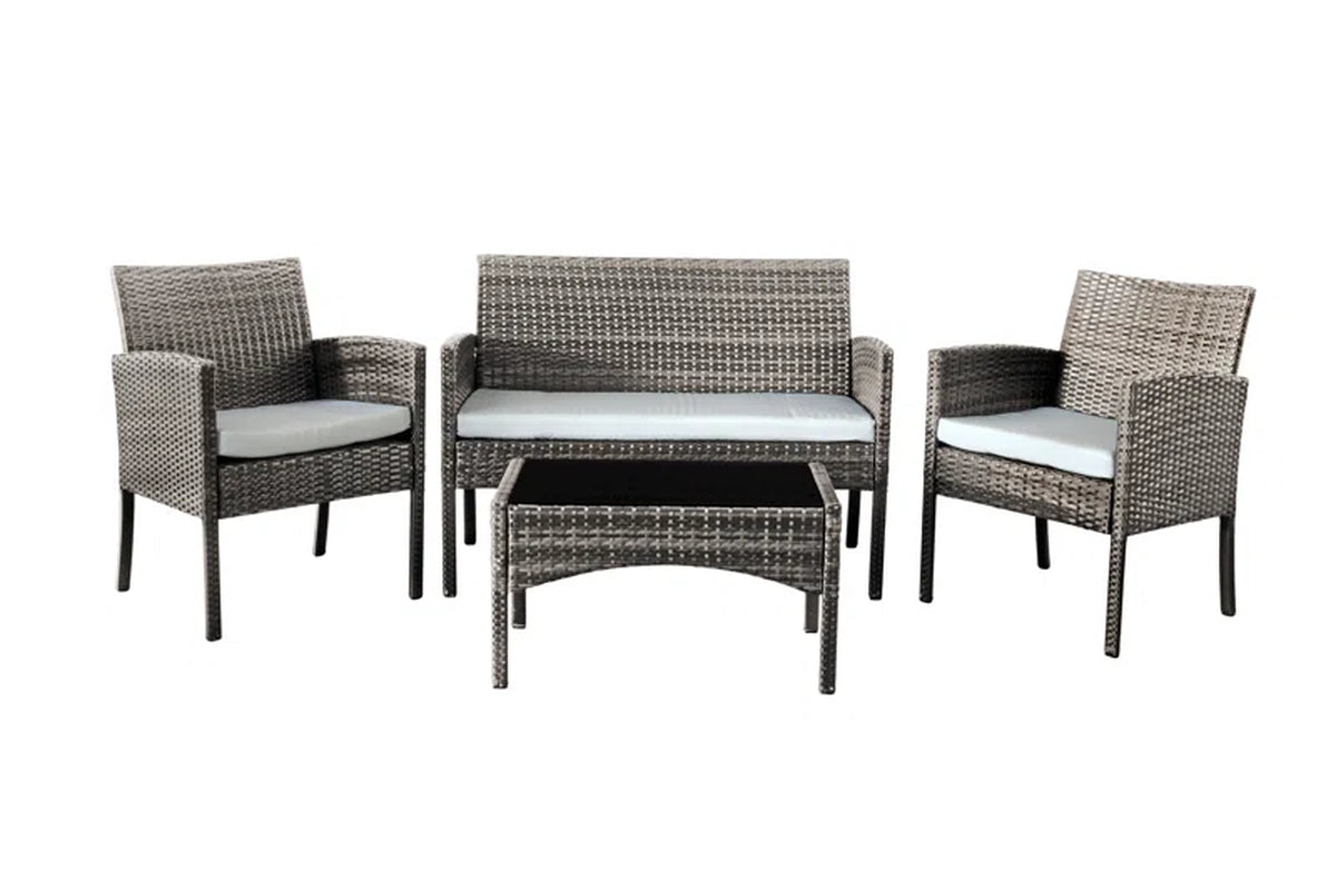 Schmier Gaubert Rattan 4 Seater Corner Sofa Set with Cushions