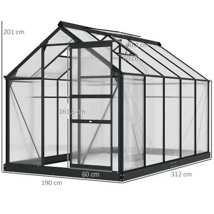 Polycarbonate Walk-In Garden Greenhouse Aluminium Frame Slide Door Window