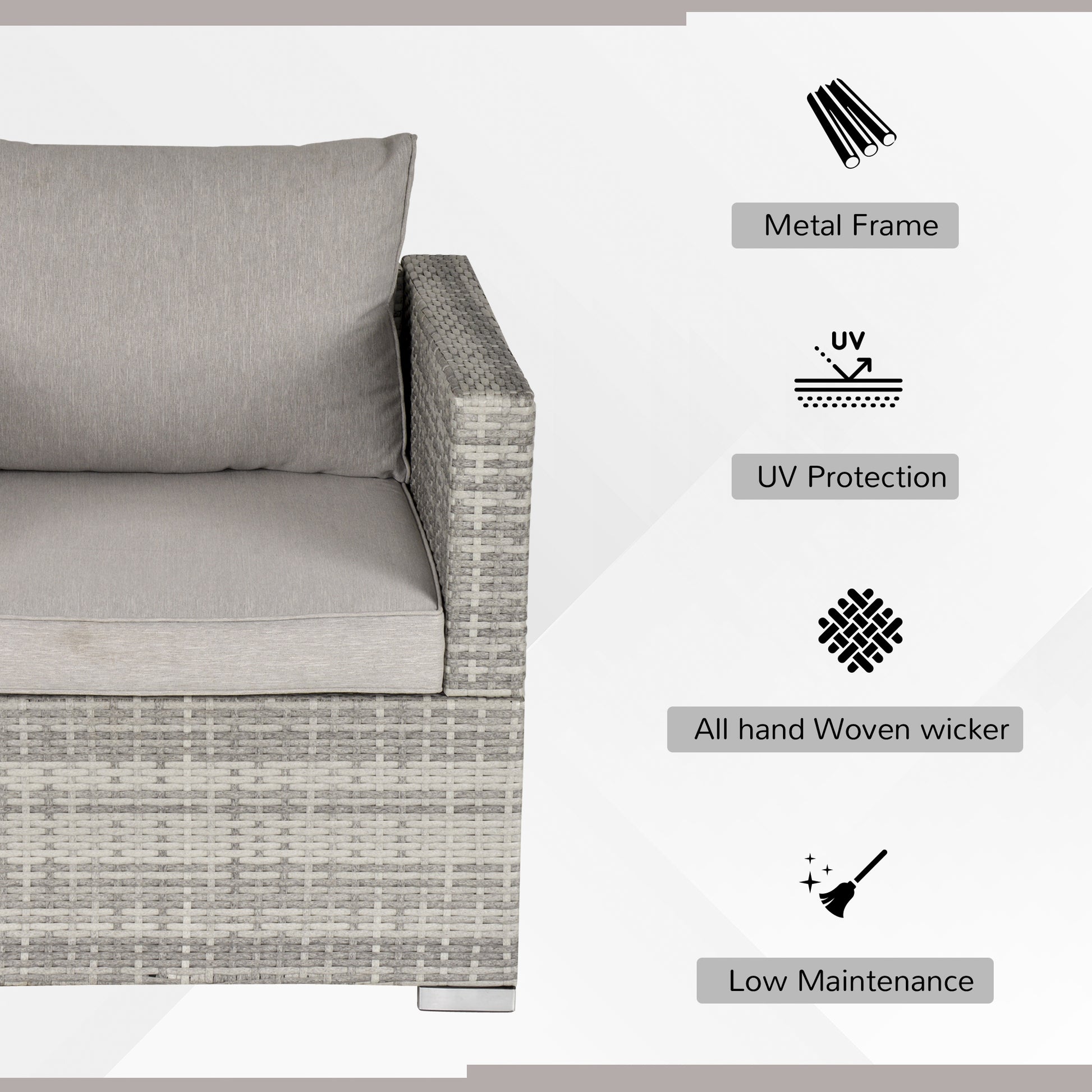 Garden Outdoor Rattan Corner Sofa,Single Sofa,Coffee Table Grey/Deep Grey